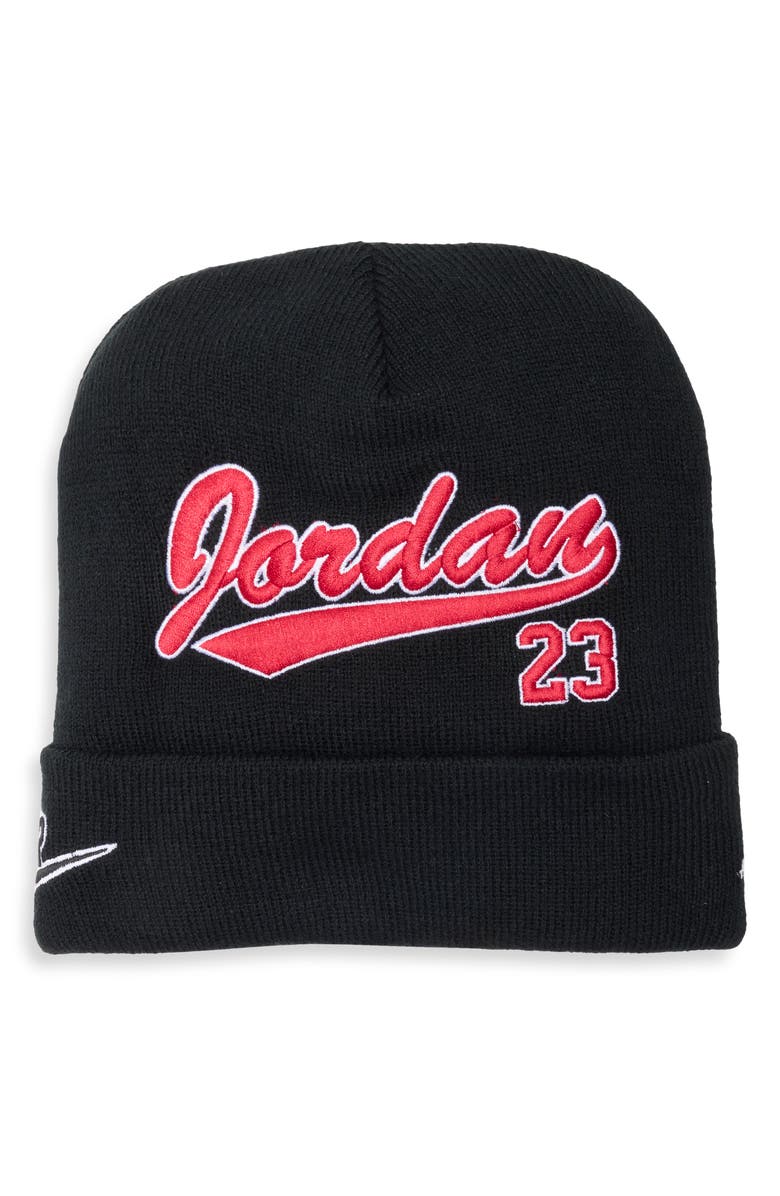 Jordan Kids' Embroidered Logo Knit Beanie, Main, color, Black