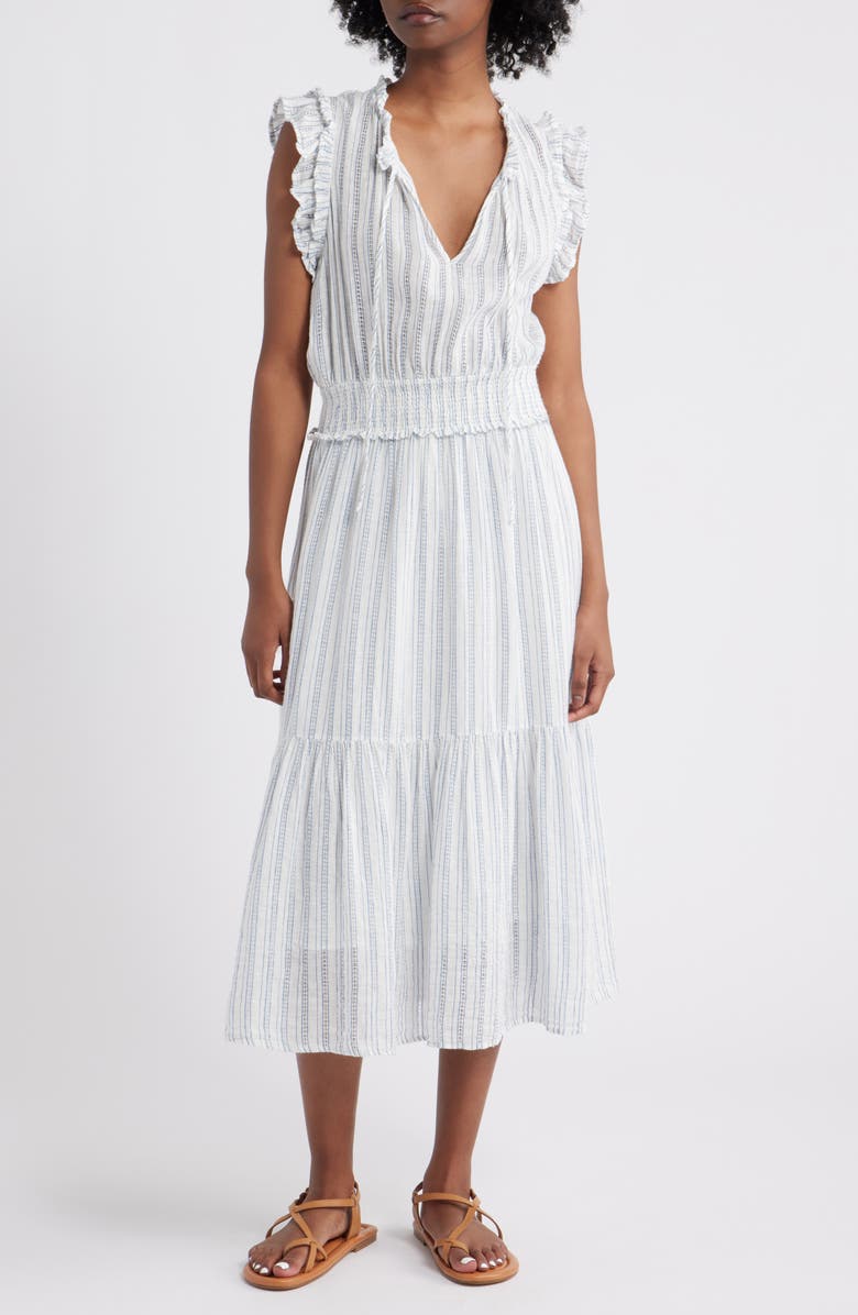 Rails Garden Stripe Linen Blend Midi Dress, Main, color, 
