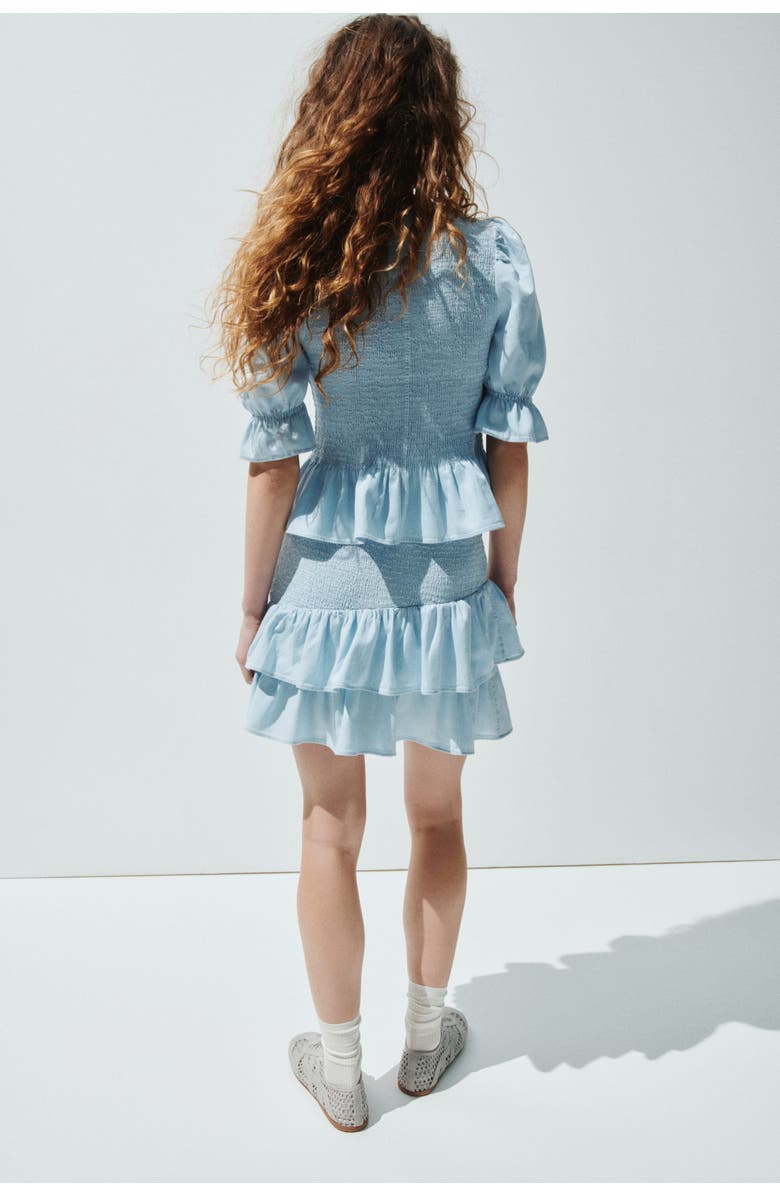 H&M Smocked Denim Blouse, Alternate, color, Light Blue