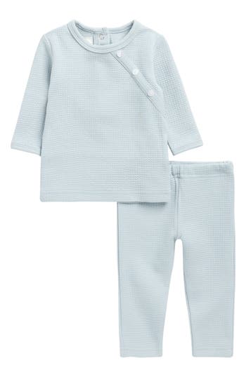 Maniere Manière Kids' Quilted Waffle Knit Top & Pants Set In Blue