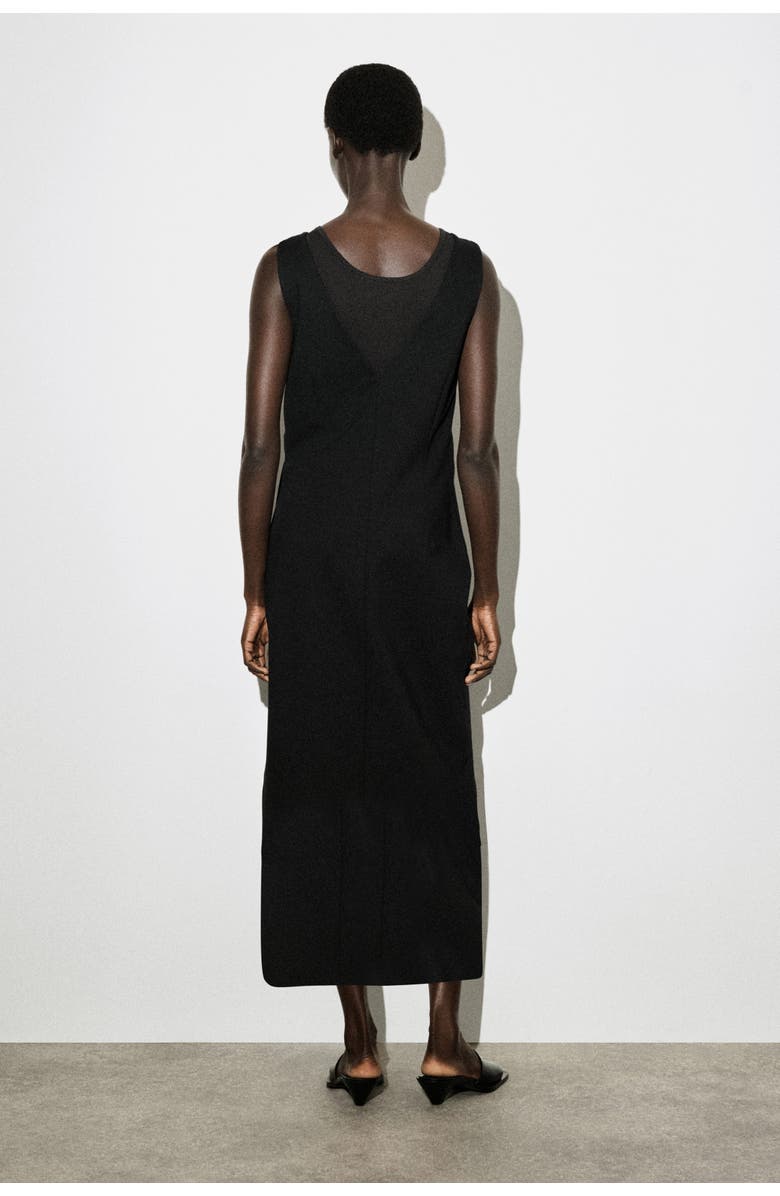 COS V-Neck Wrapped Midi Dress, Alternate, color, Black