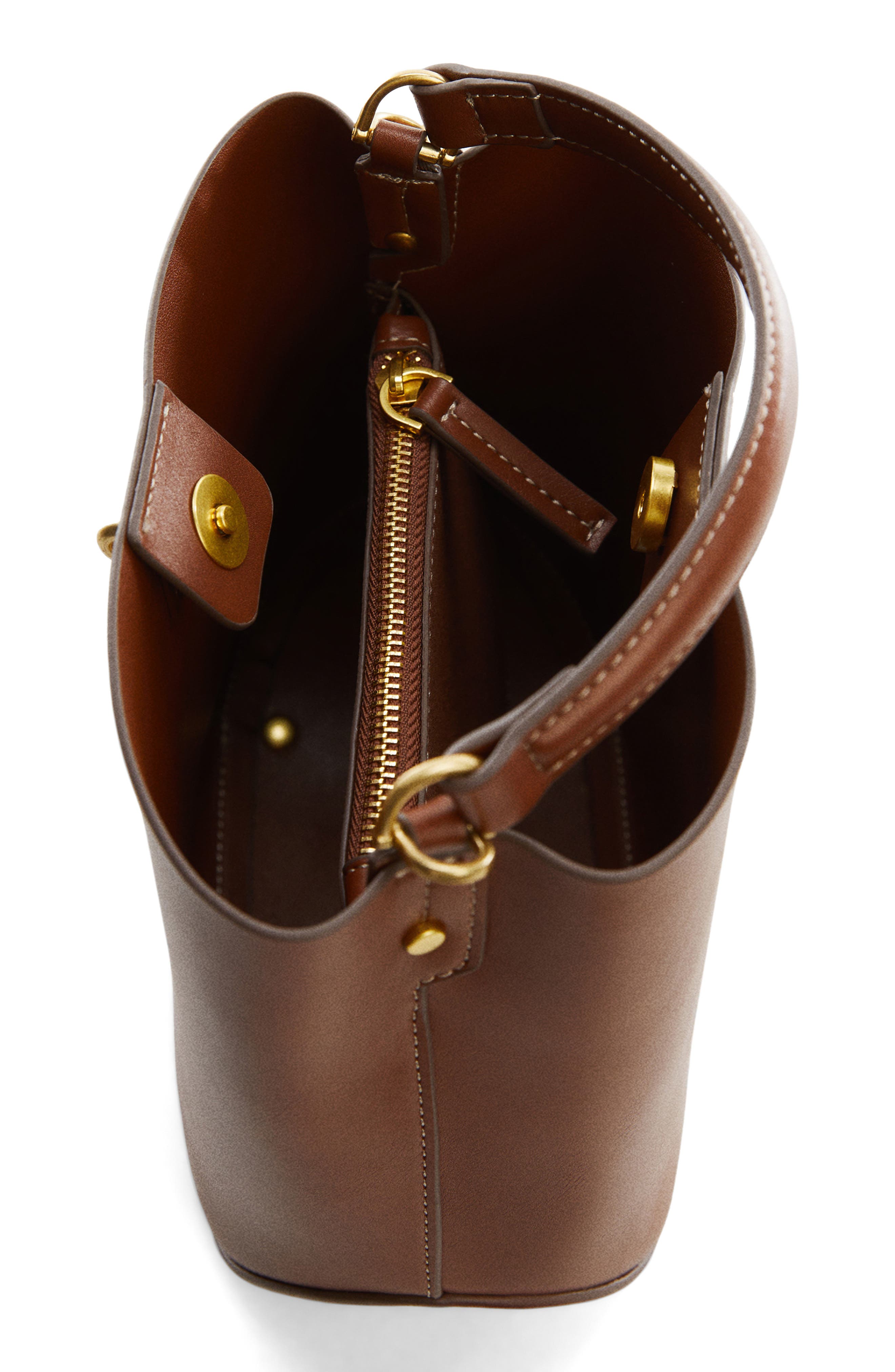 MANGO Padlock Faux Leather Mini Shopper Bag, Alternate, color, 