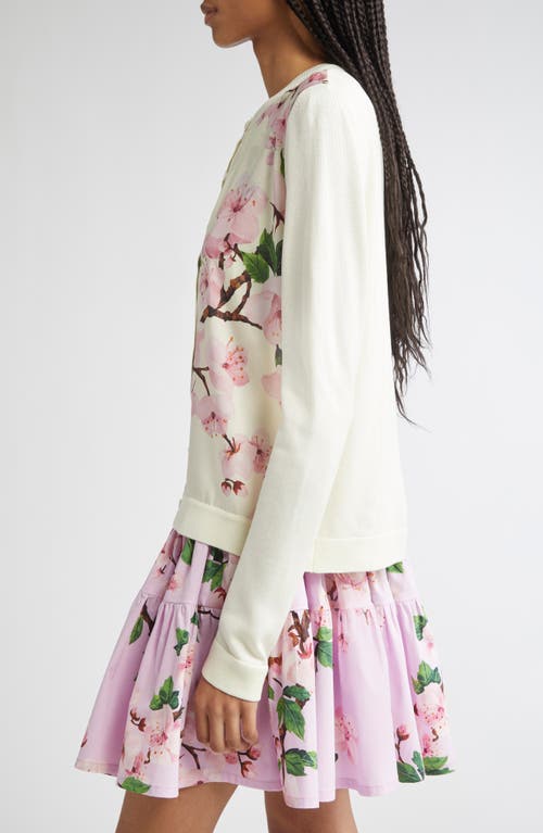 Oscar De La Renta Cherry Blossom Inset Cardigan