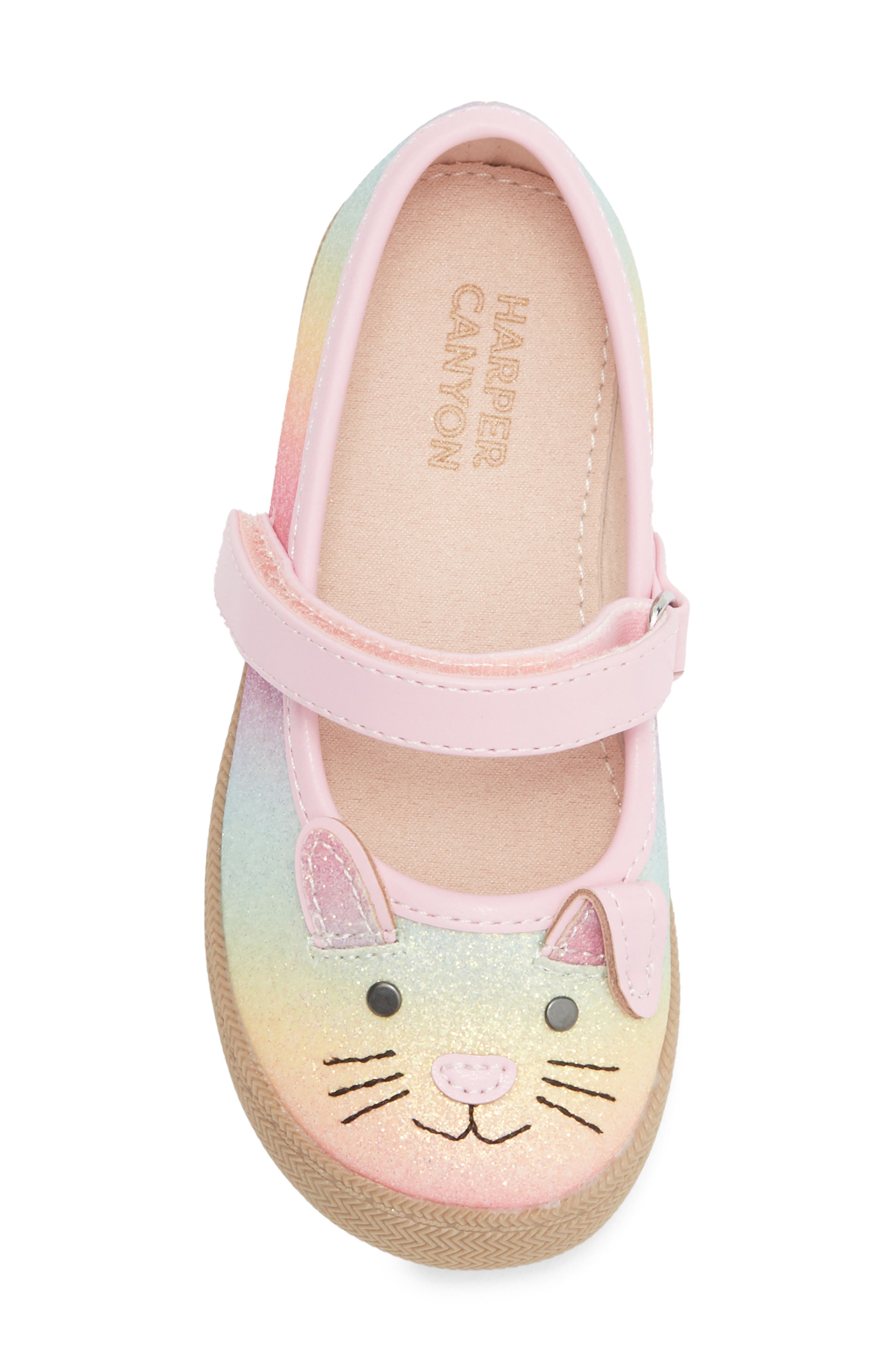 Kids' Bunny Critter Mary Jane Flat, Alternate, color, RAINBOW GLITTER