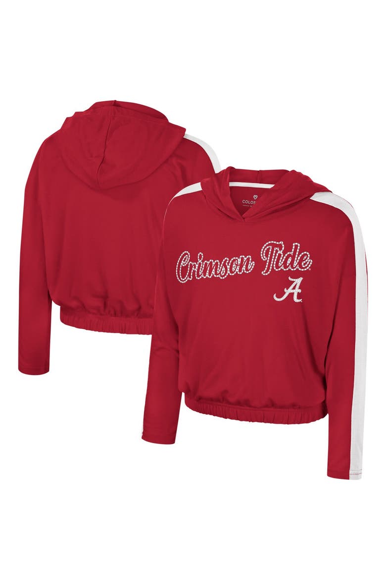 Girls Youth Colosseum Crimson Alabama Crimson Tide Illumination Long Sleeve Hoodie T-Shirt, Main, color, Crimson
