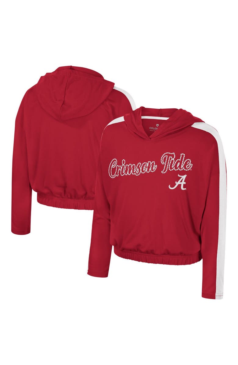 COLOSSEUM Girls Youth Colosseum Crimson Alabama Crimson Tide Illumination Long Sleeve Hoodie T-Shirt, Main, color,