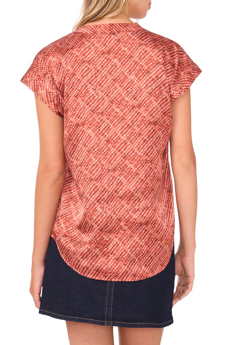 Vince Camuto Geo Print Satin Top, Alternate, color, Spiced Red