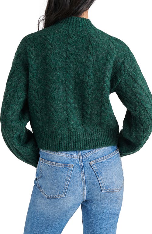 Steve Madden Marcie Cable Stitch Mock Neck Sweater In Green