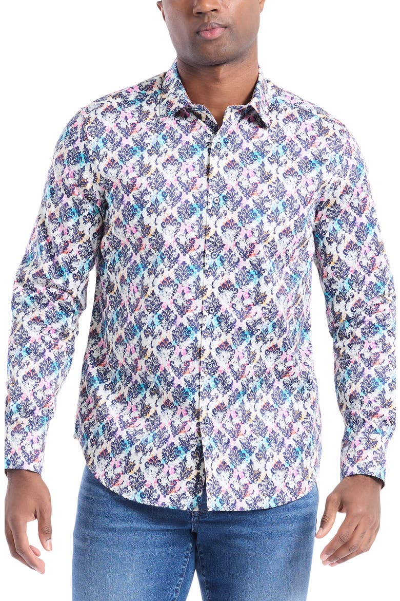 Cobram Long Sleeve Cotton Button-Shirt, Main, color, WHITE MULTI