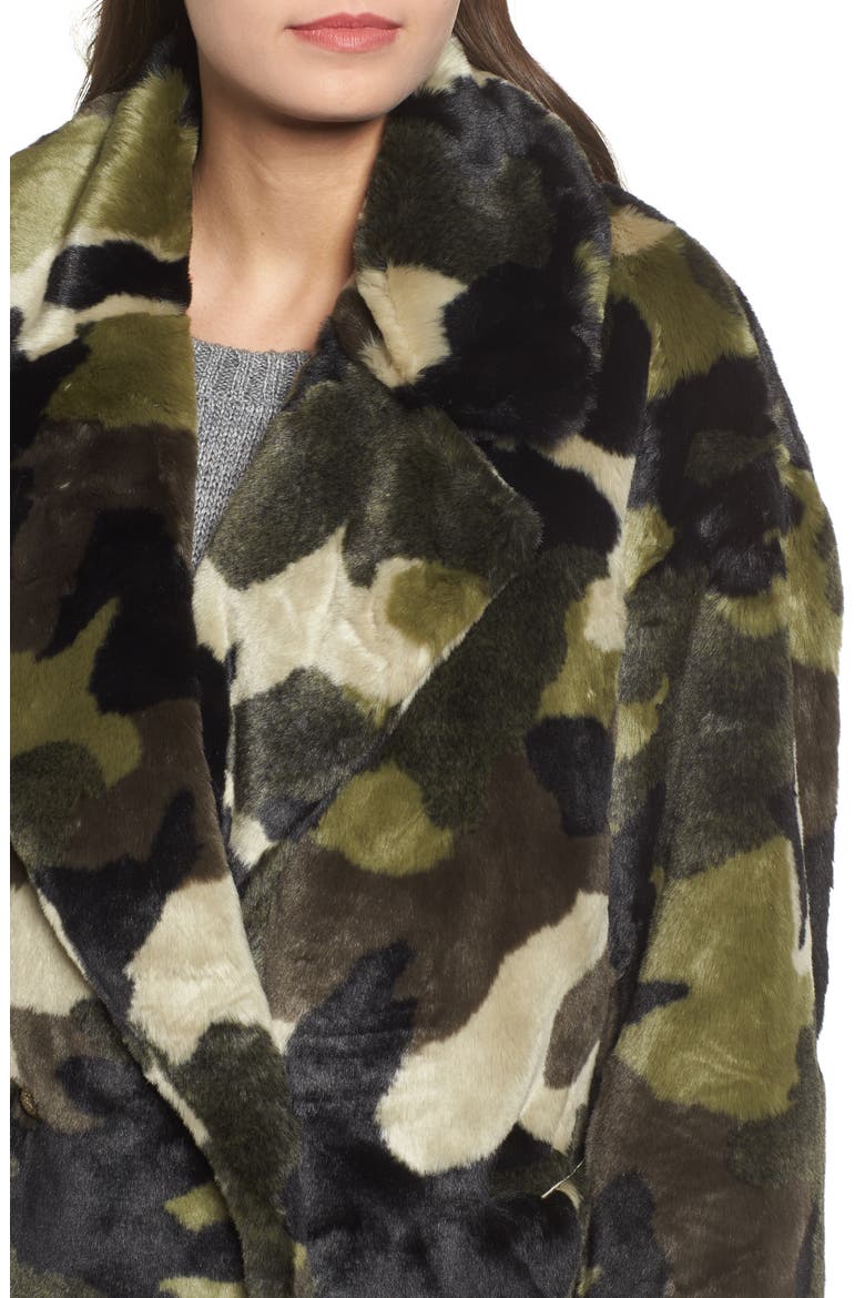 Camo Print Faux Fur Coat, Alternate, color, CAMO