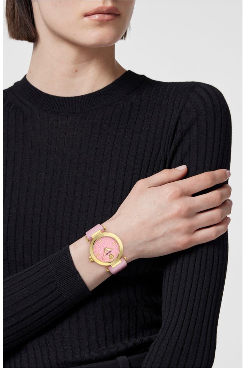 Renaissance Leather Strap Watch, 35mm, Alternate, color, GOLD1