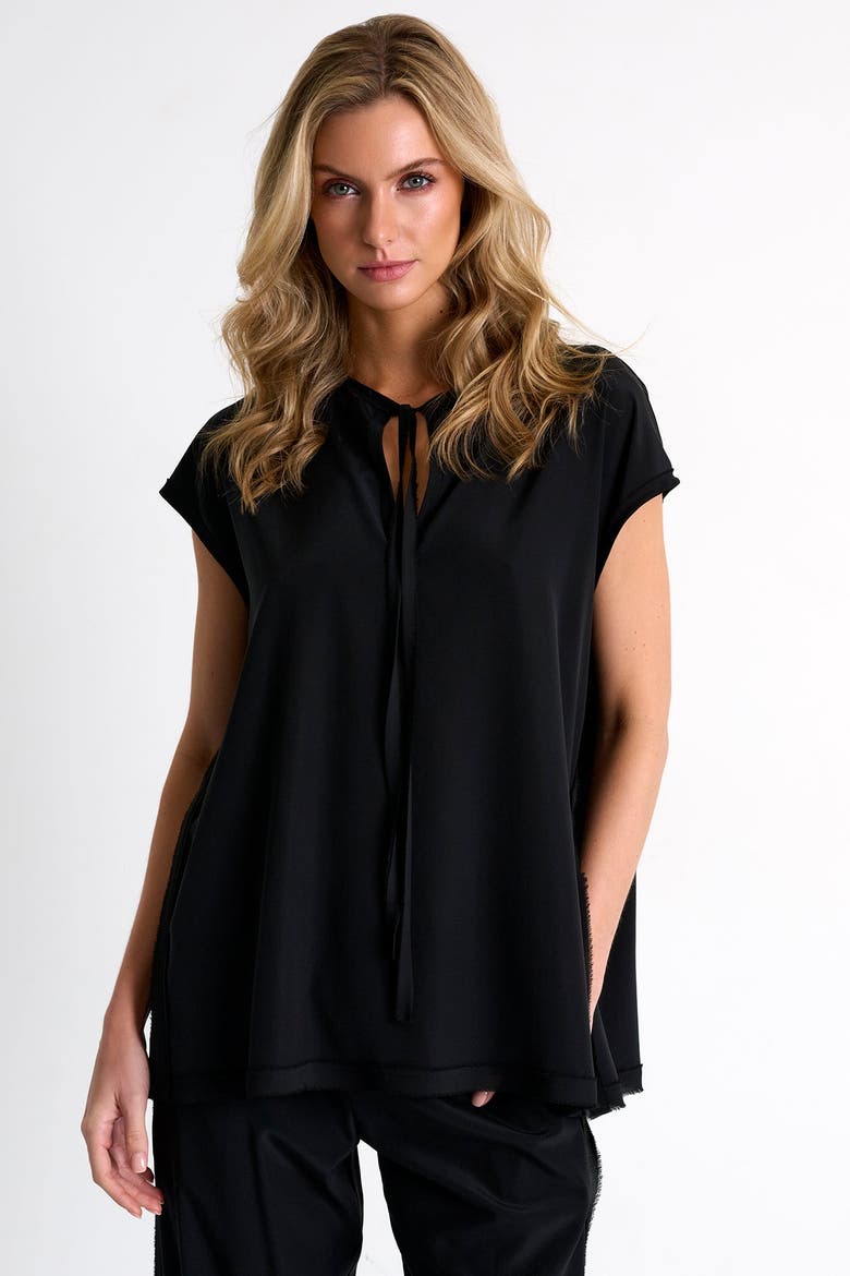 Silk Blouse With Boat Neckline, Alternate, color, Black