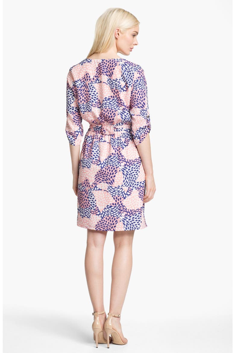 Print Surplice Shirtdress, Alternate, color, NAVY/ PINK