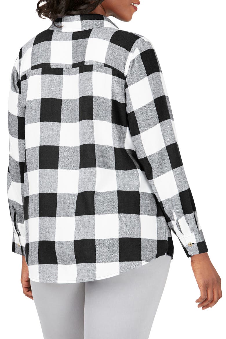 Rhea Buffalo Check Brushed Cotton Blend Shirt, Alternate, color, BLACK