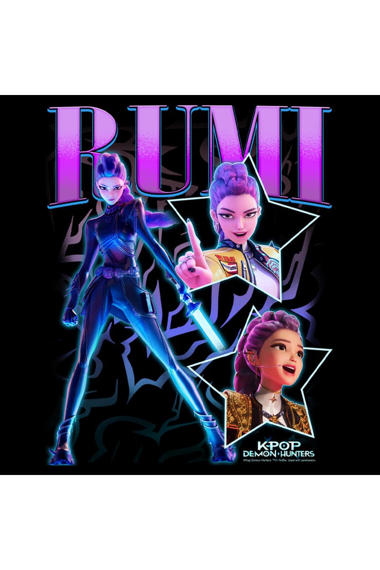 Junior's KPop Demon Hunters Rumi Super Star Logo  Sweatshirt, Alternate, color, Black