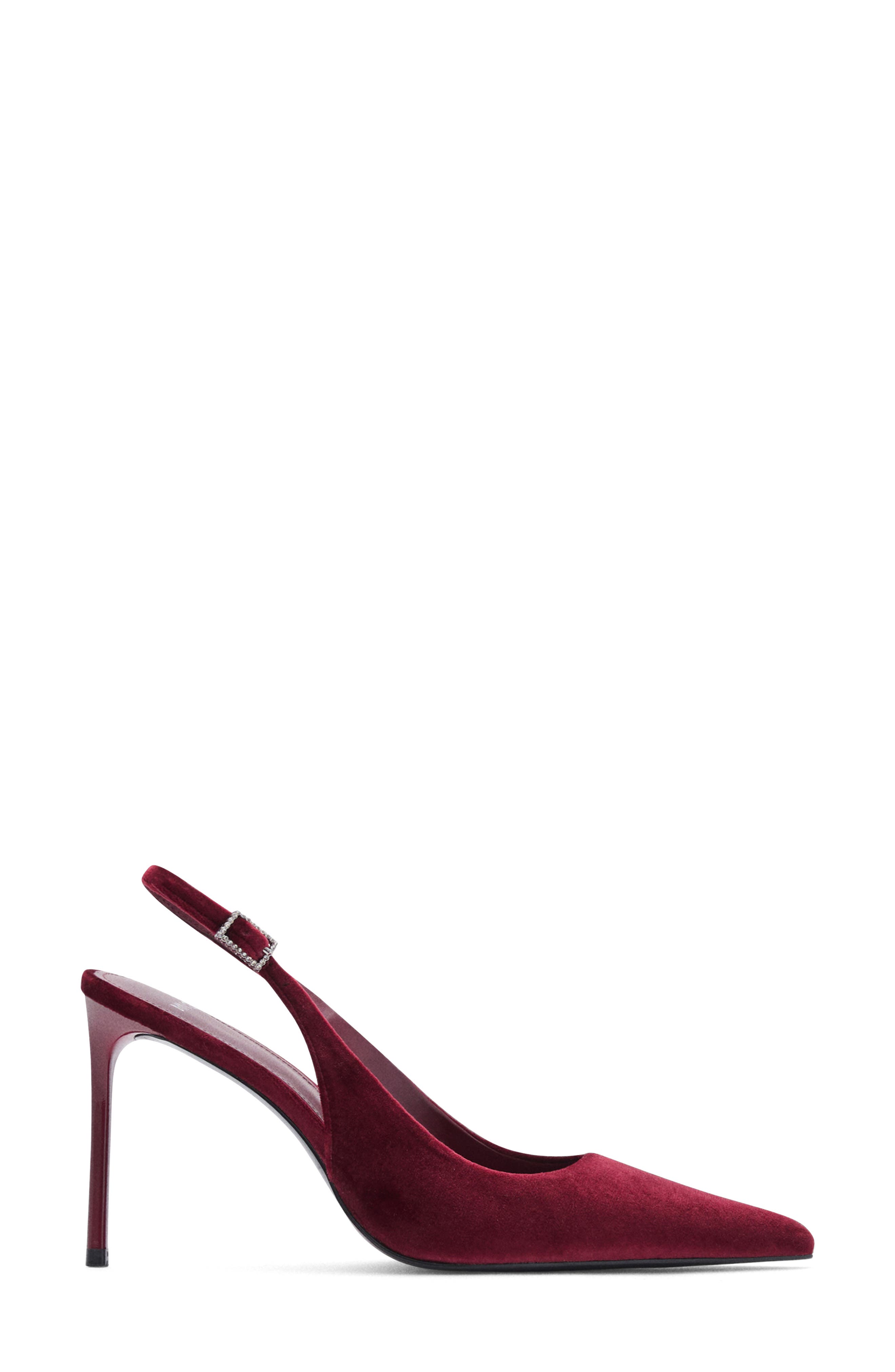 MANGO Velvet Pointed Toe Slingback Pump, Alternate, color, 