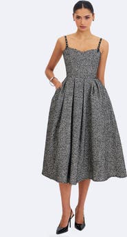 Miss Circle Katalina Tweed Backless Midi Dress