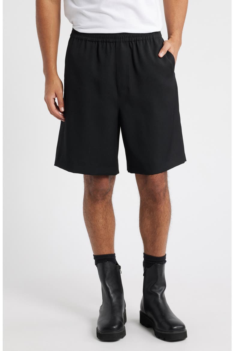 Relaxed Wool Shorts, Main, color, BLACK