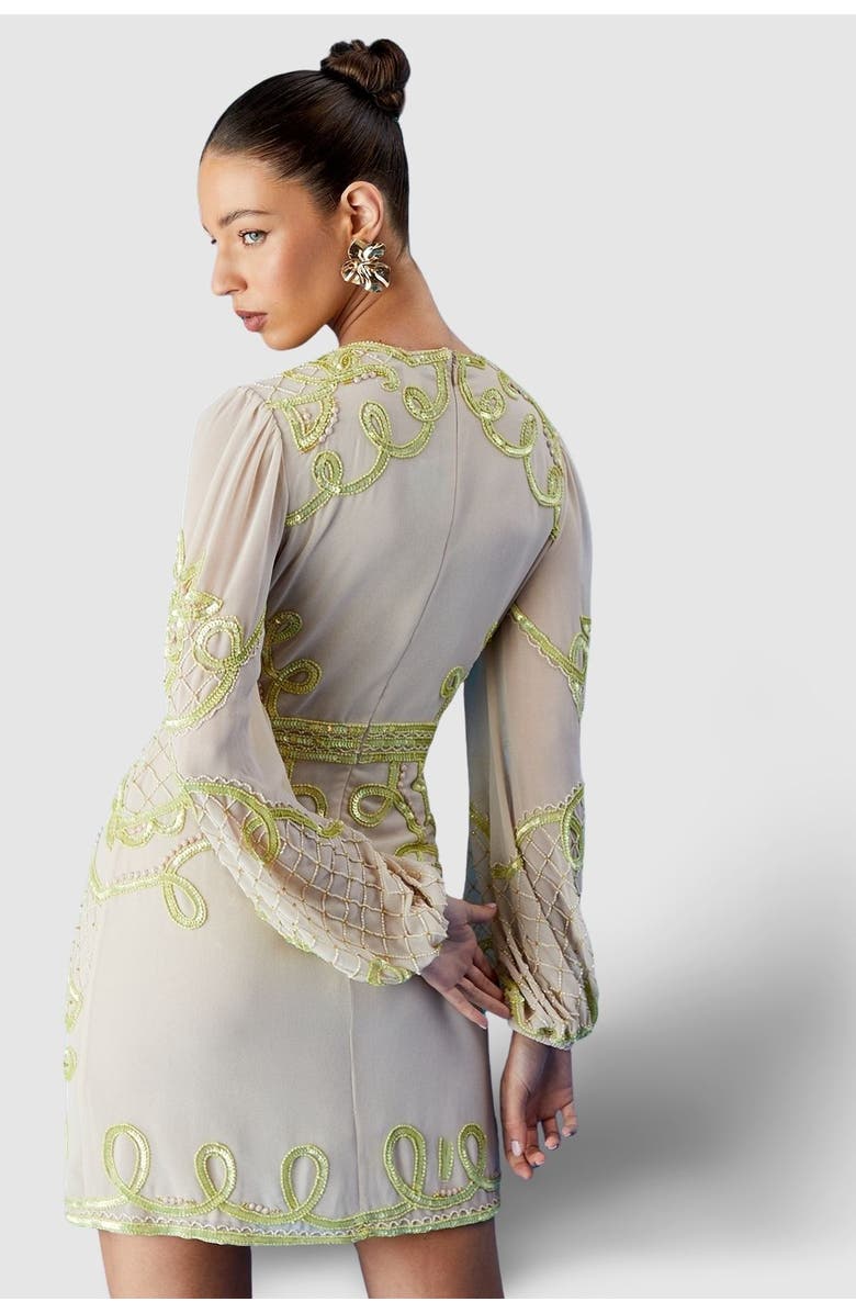 Coast Muse Chiffon Embellished Mini Dress, Alternate, color, Natural