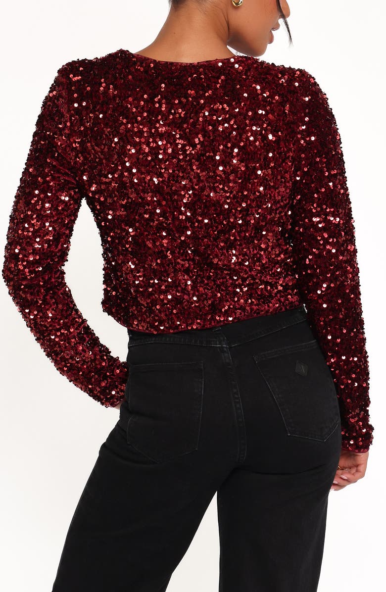 Petal & Pup Scarlette Sequin Crop Jacket, Alternate, color, Burgundy Sequin