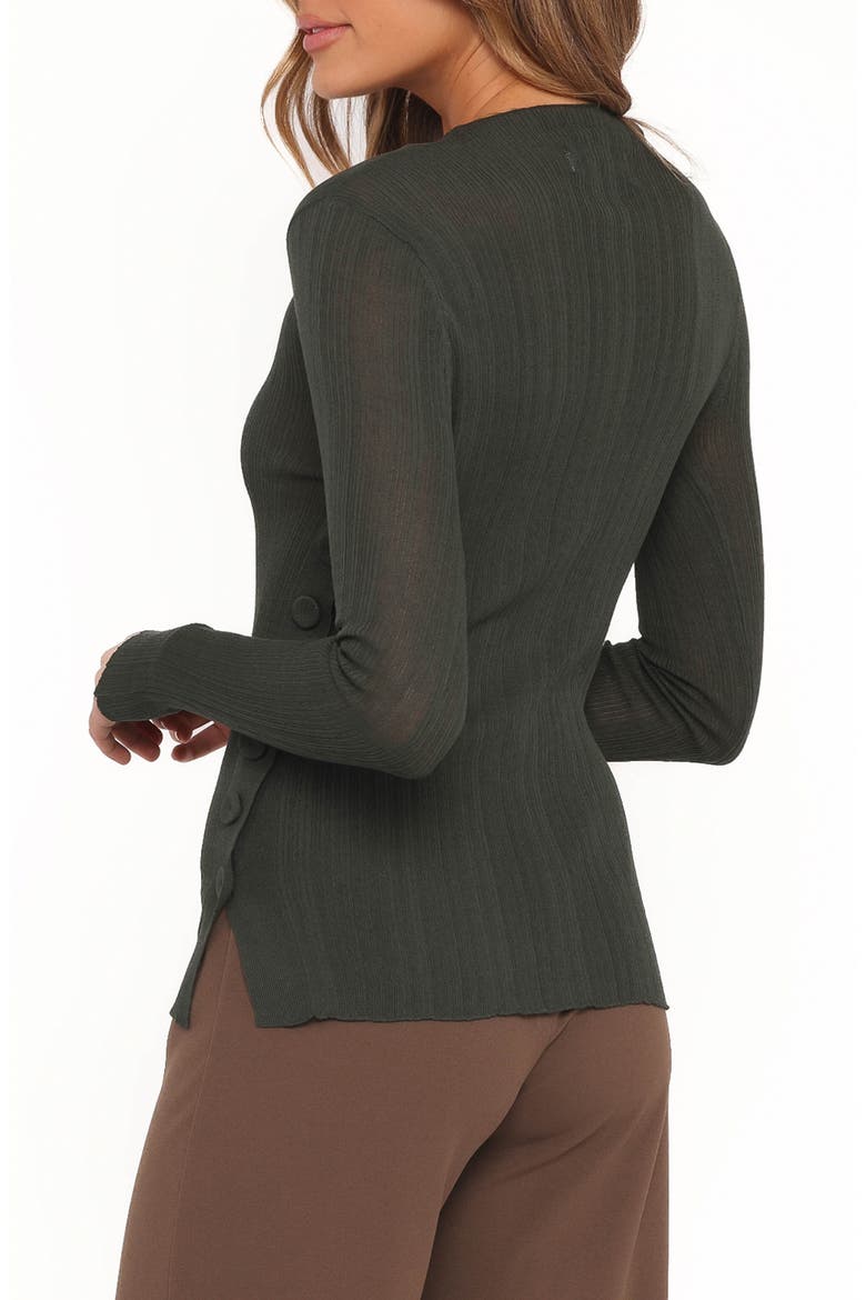 Delphine Fine Rib Knit Top, Alternate, color, DARK GREEN