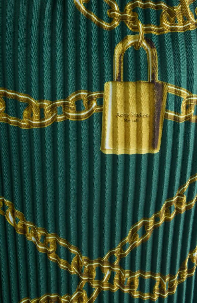 Acne Studios Chain Print Pleated Top, Alternate, color, Green