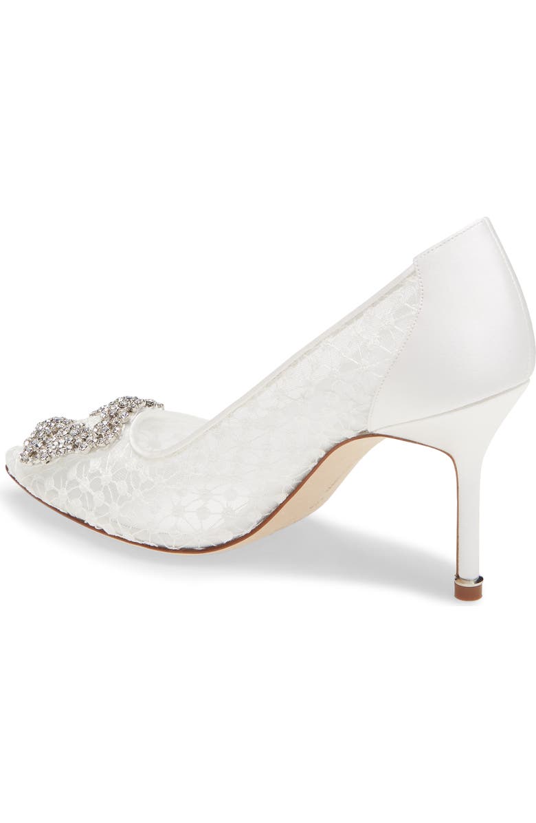 Manolo Blahnik Hangisi Crystal Buckle Lace Pump, Alternate, color,
