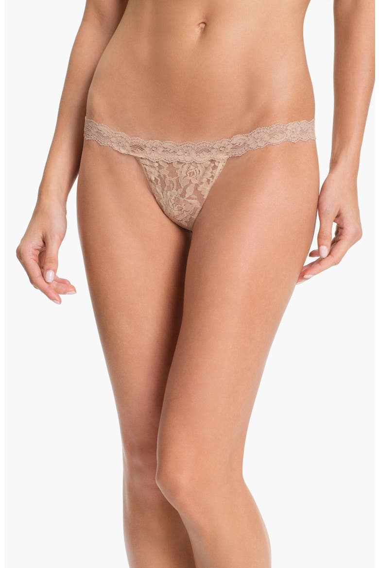 Signature Lace Low Rise G-String, Main, color, CHAI