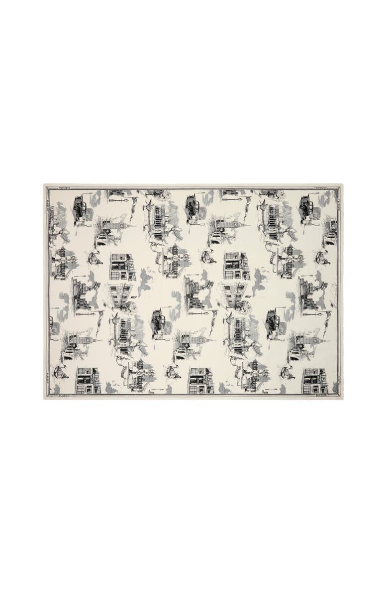 Burberry London Landmarks Wool Silk Scarf, Alternate, color, Monochrome