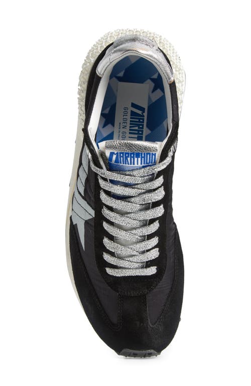 Golden Goose Running Marathon Leather-trimmed Shell Sneakers In Black/silver