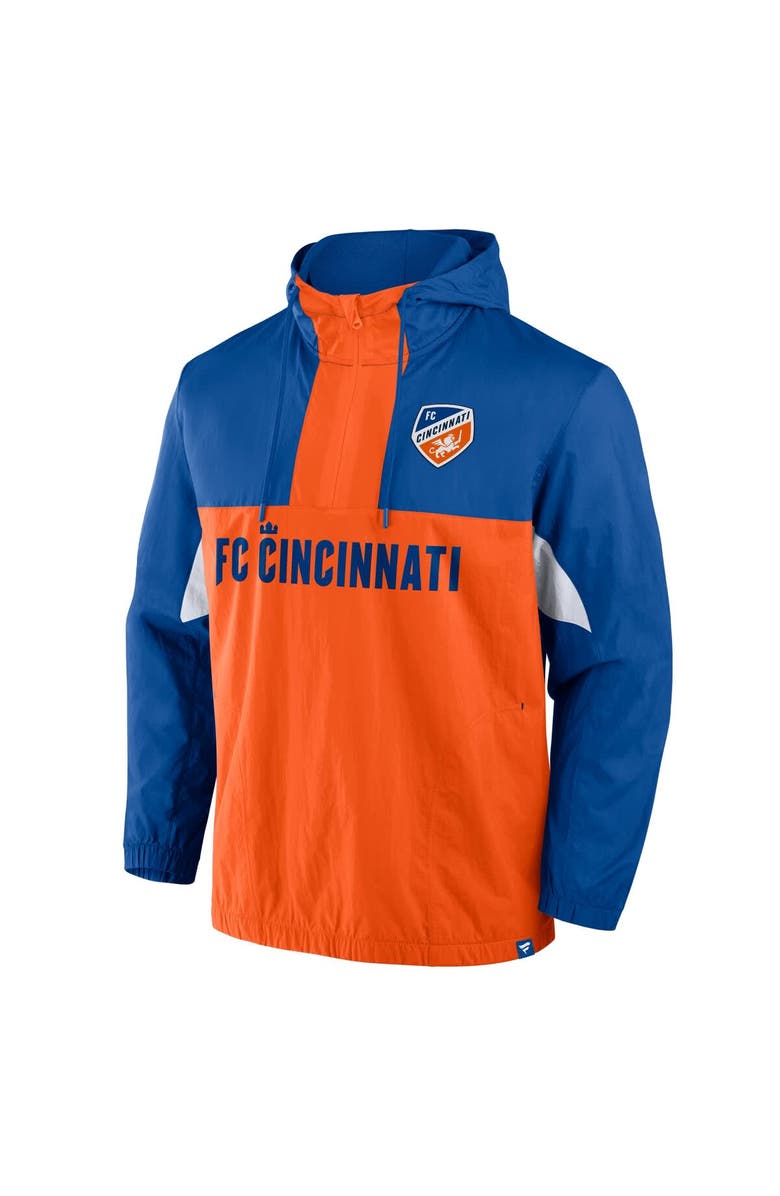 FANATICS Men's Fanatics Royal FC Cincinnati Free Kick Woven Quarter-Zip Hoodie Jacket, Alternate, color, Blue