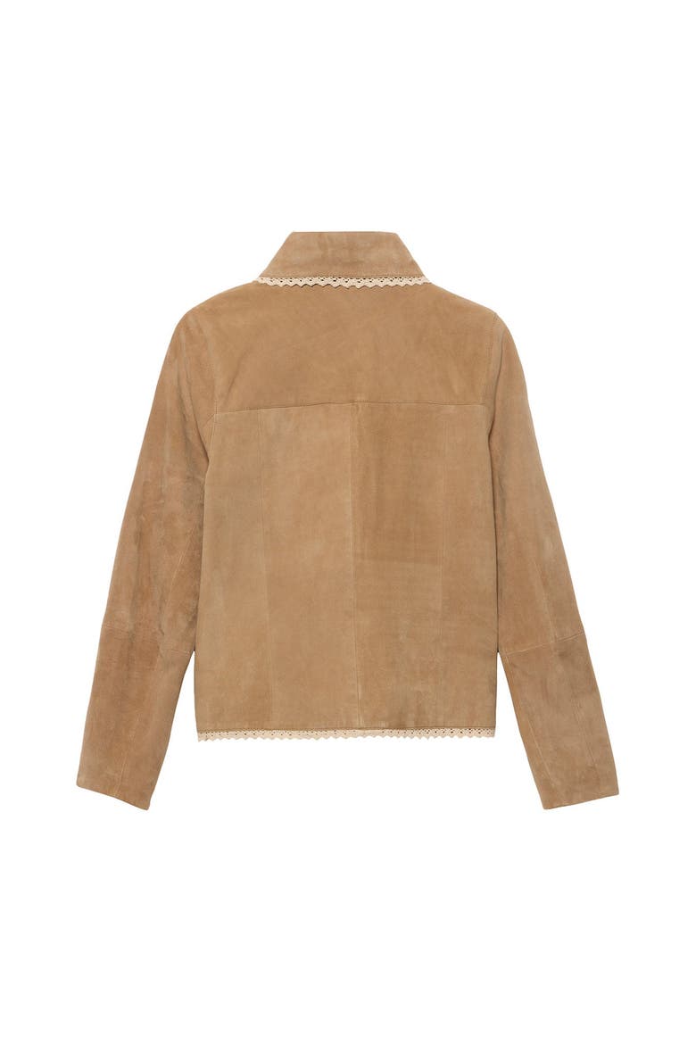 Suede Crochet Trim Jacket, Alternate, color, Neutral