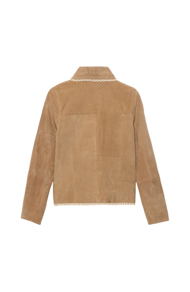 MINT VELVET Suede Crochet Trim Jacket, Alternate, color, Neutral