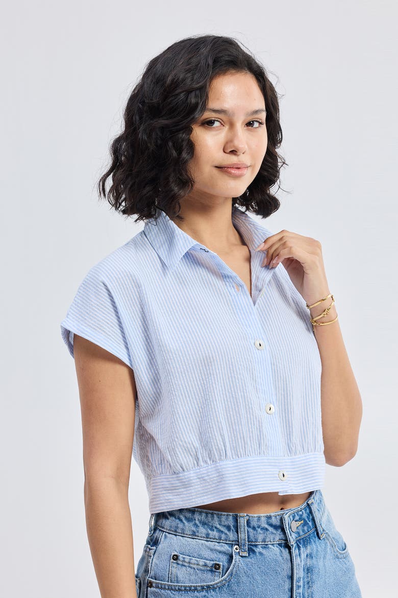 Oversized Crop Shirt, Alternate, color, Linear Rhythm