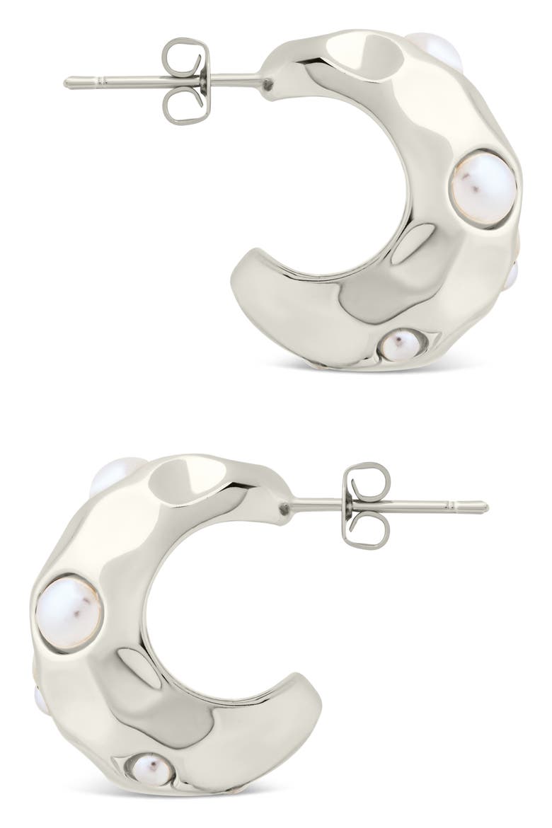 Eleanor Chunky Molten Hoop Earrings, Alternate, color, SILVER