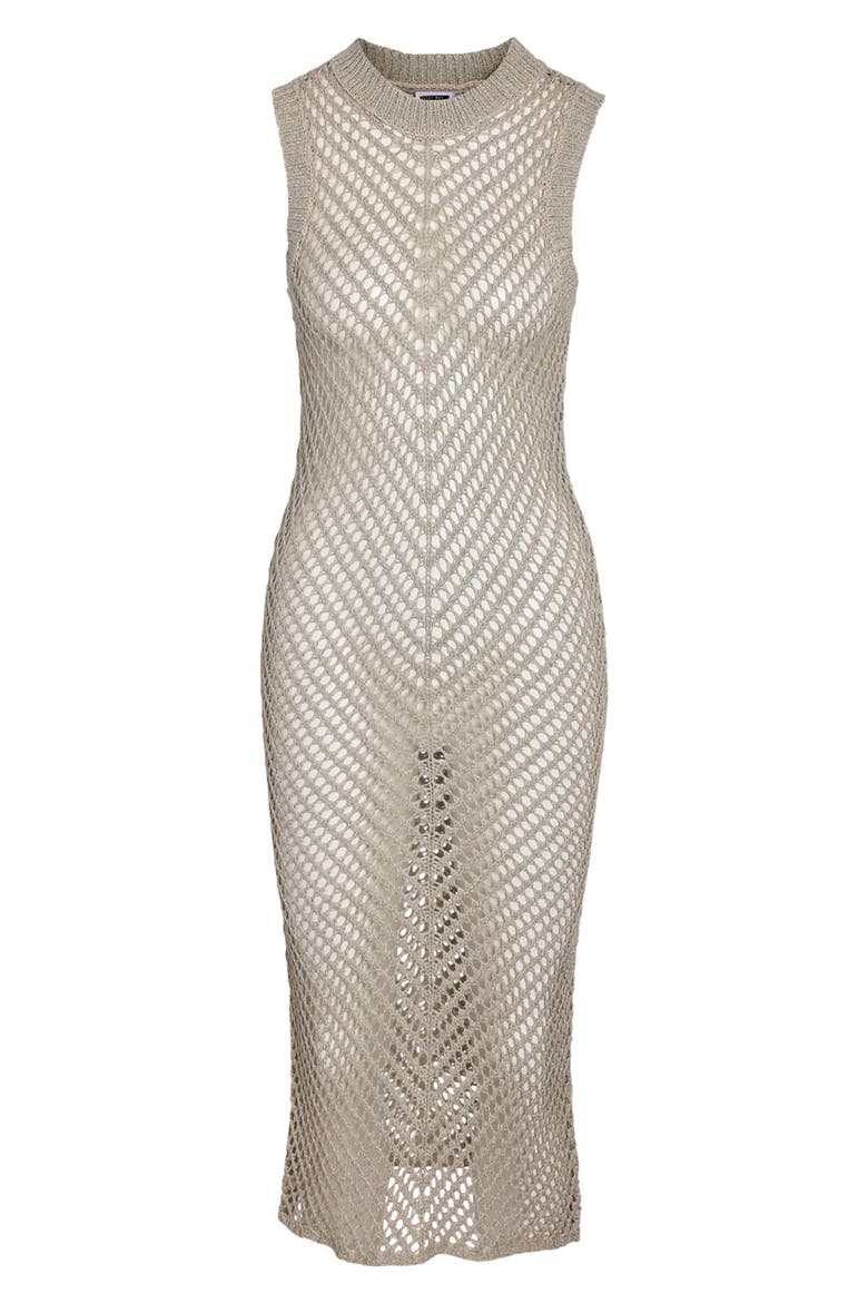 Sally Open Stitch Midi Sweater Dress, Main, color, AGATE GRAY
