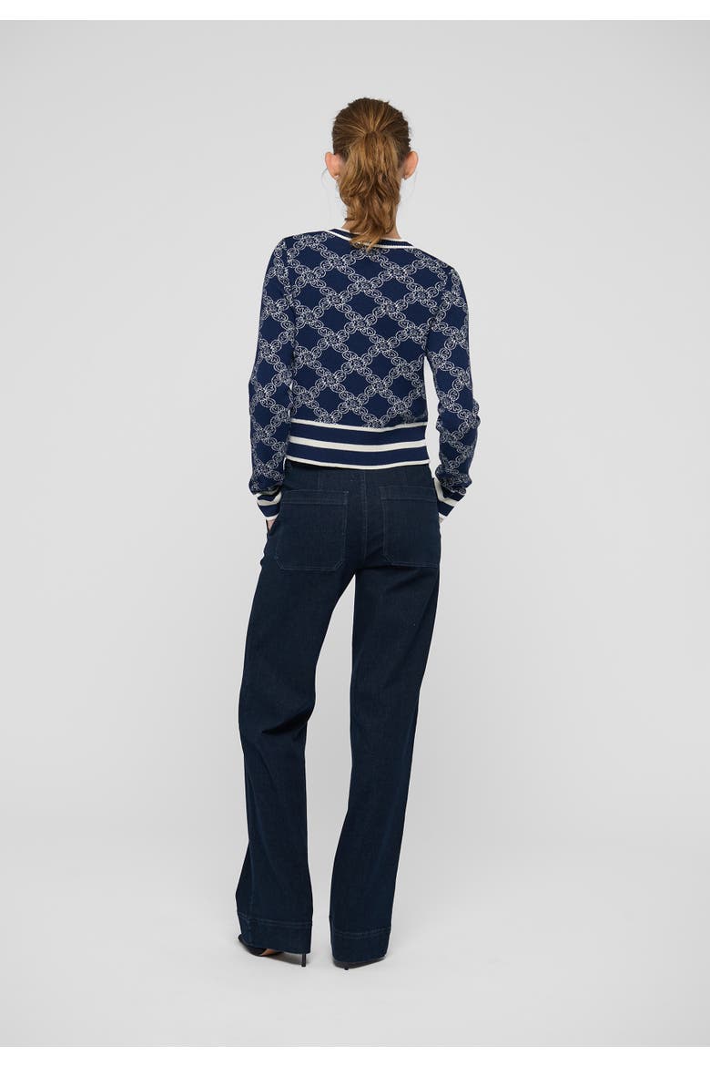 Sculpted Jacquard Button Cardigan, Alternate, color, Kudi Midnight