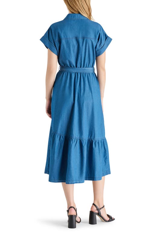 Steve Madden Short Sleeve Chambray Shirtdress In Azure