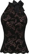 HOUSE OF CB Natalya Bow Halter Lace Top