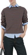 MANGO Stripe Boatneck Sweatshirt