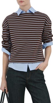 MANGO Stripe Boatneck Sweatshirt