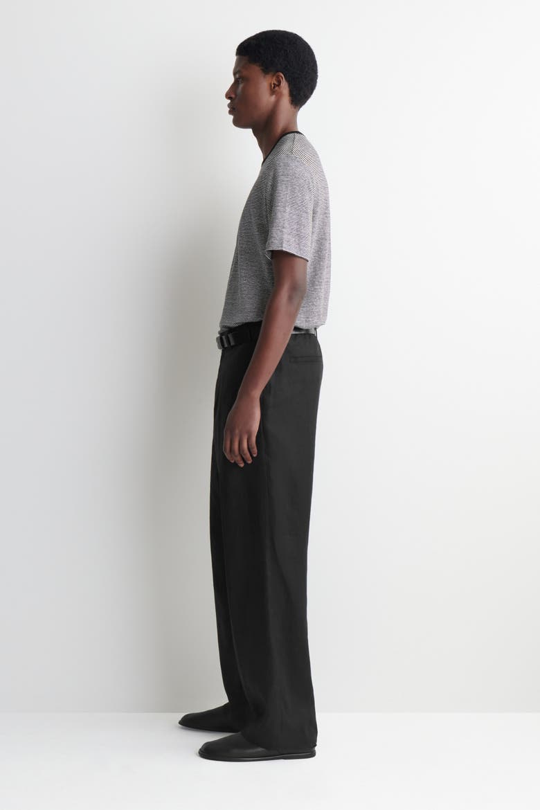 Linen-jersey T-shirt, Alternate, color, BLACK / STRIPED