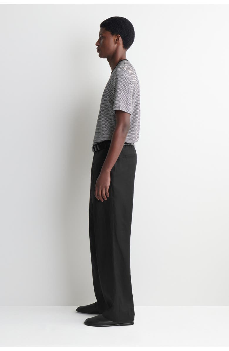 COS Linen-jersey T-shirt, Alternate, color, Black / Striped