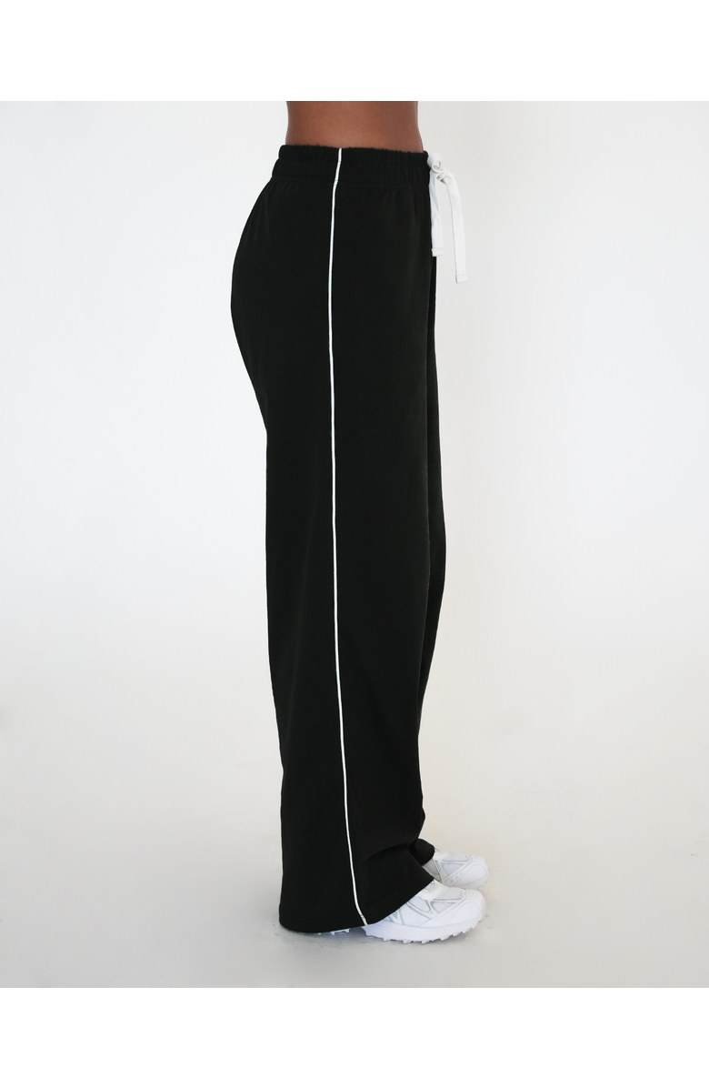 Rebody Active Rugby Piping Relaxed Wide Leg Pant, Alternate, color, Black/White