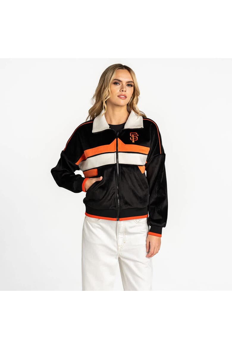 Women's The Wild Collective  Black San Francisco Giants Velvet Cord Full-Zip Jacket, Main, color, Black