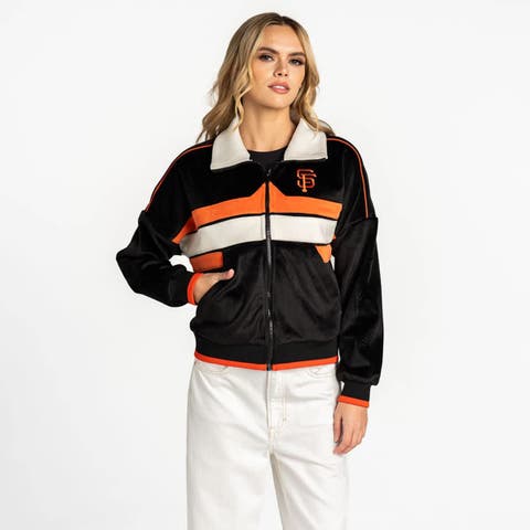 Women's The Wild Collective  Black San Francisco Giants Velvet Cord Full-Zip Jacket