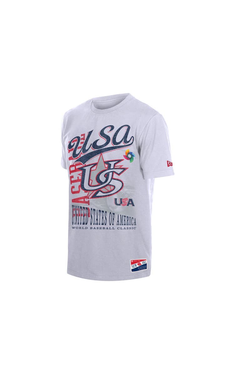 New Era Men's New Era White USA Baseball 2026 World Baseball Classic Oversized Throwback Distressed T-Shirt, Alternate, color, White