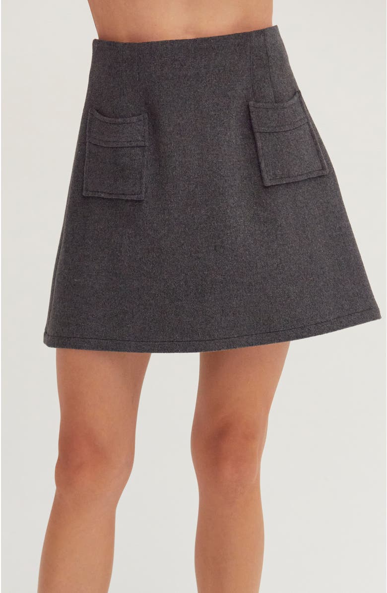CRESCENT Wool Blend Mini Skirt, Main, color, Charcoal
