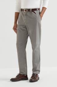 Brunello Cucinelli Garment-dyed trousers in peached cotton gabardine