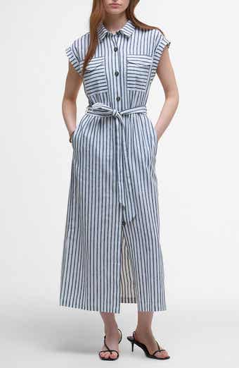 Barbour Abby Stripe Belted Cotton & Linen Shirtdress